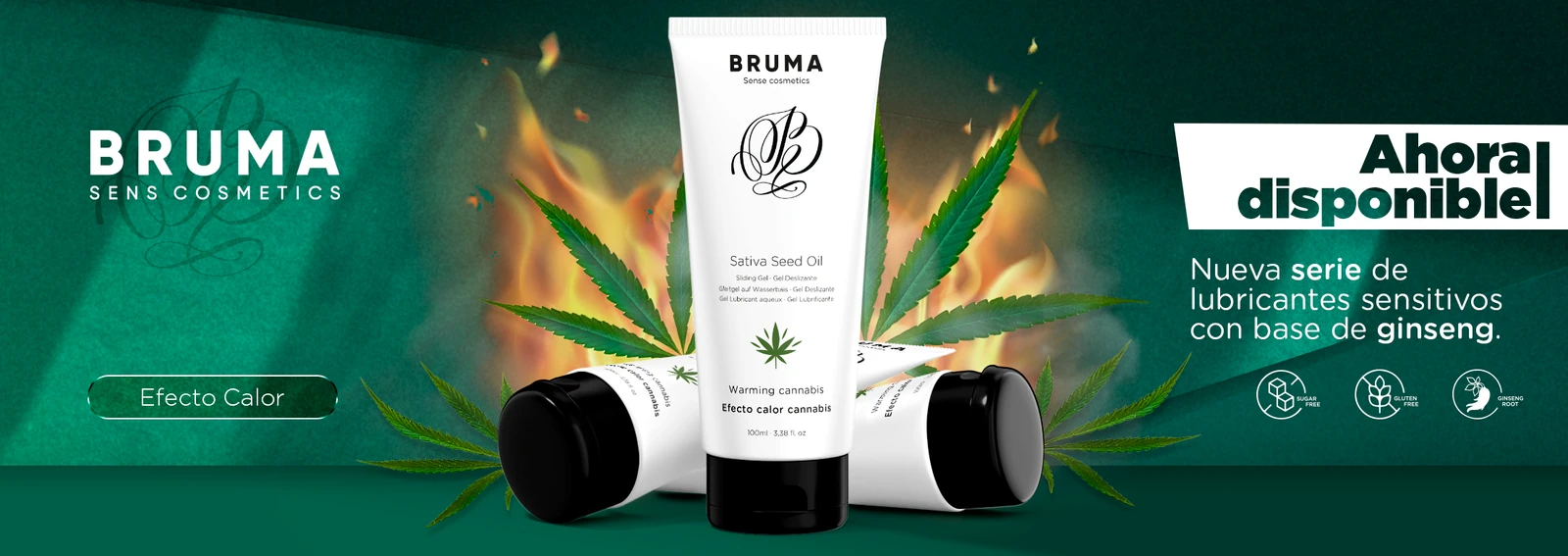 Lubricante efecto calor Bruma con cannabis 100 ml