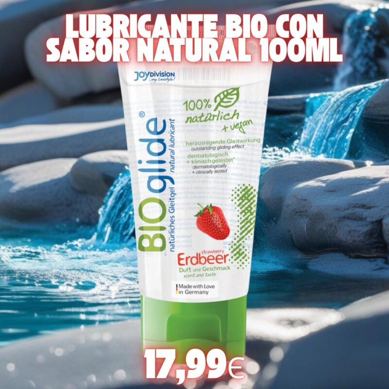 Lubricante natural BIOglide sabor fresa 80ml – ecológico y seguro con preservativos