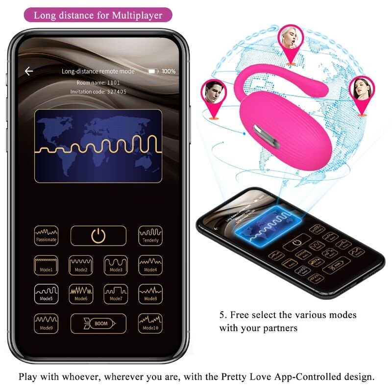 PRETTY LOVE - DOREEN HUEVO VIBRADOR RECARGABLE MAGENTA CONTROL REMOTO - Imagen 11