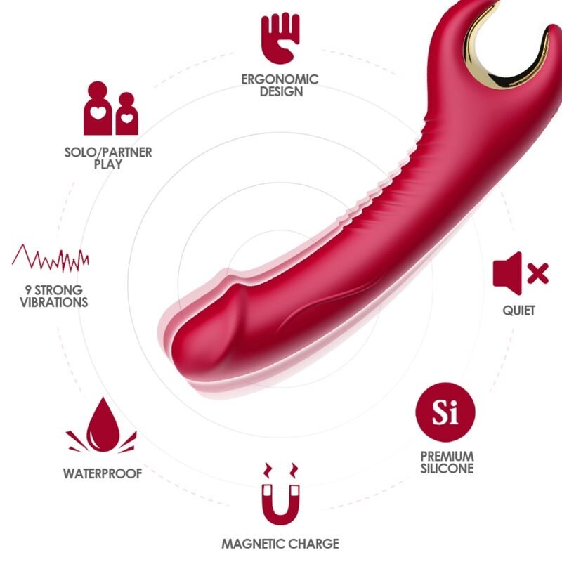 ARMONY - PRINCE DILDO VIBRADOR ROTADOR ROJO