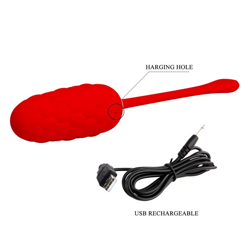HUEVO VIBRADOR CON TEXTURA MARINA RECARGABLE ROJO - Imagen 8