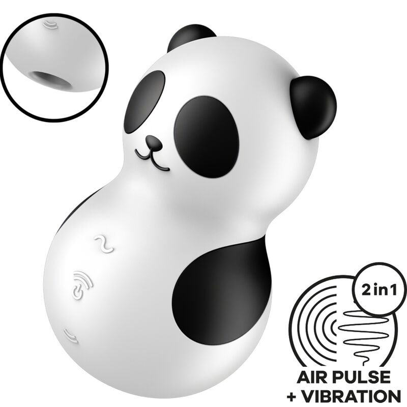 SATISFYER - POCKET PANDA ESTIMULADOR VIBRADOR BLANCO Y NEGRO