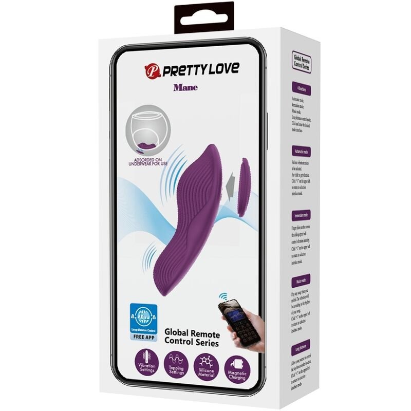 PRETTY LOVE - MANE MASAJEADOR LAY ON CLÍTORIS 10 VIBRACIONES CONTROL REMOTO MORADO - Imagen 6