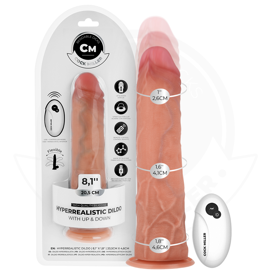 DILDO HIPERREALÍSTICO CON VENTOSA Y THRUSTING CON CONTROL REMOTO 20,5 CM