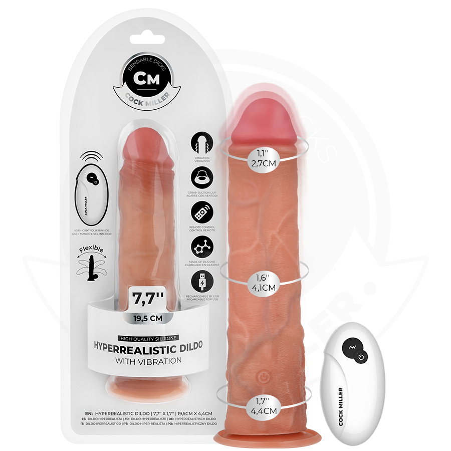 DILDO HIPERREALÍSTICO VIBRACIÓN CON CONTROL REMOTO 19,5 CM