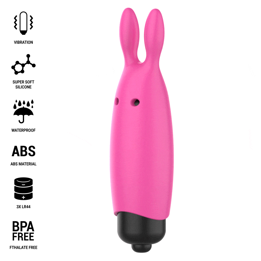 Vibrador Conejo Rosa con orejas flexibles de silicona para estimulación íntima