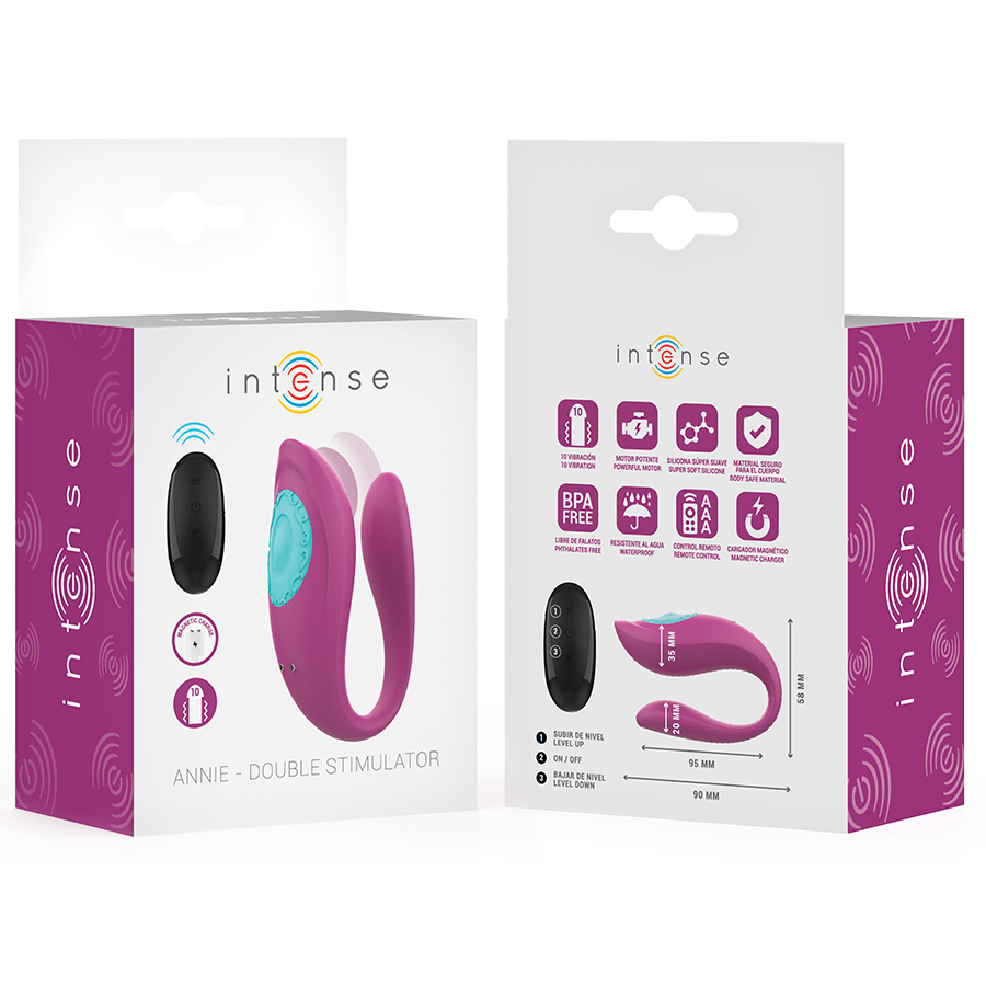 INTENSE - ANNIE ESTIMULADOR VIBRADOR FORMA DE U MORADO CONTROL REMOTO - Imagen 8